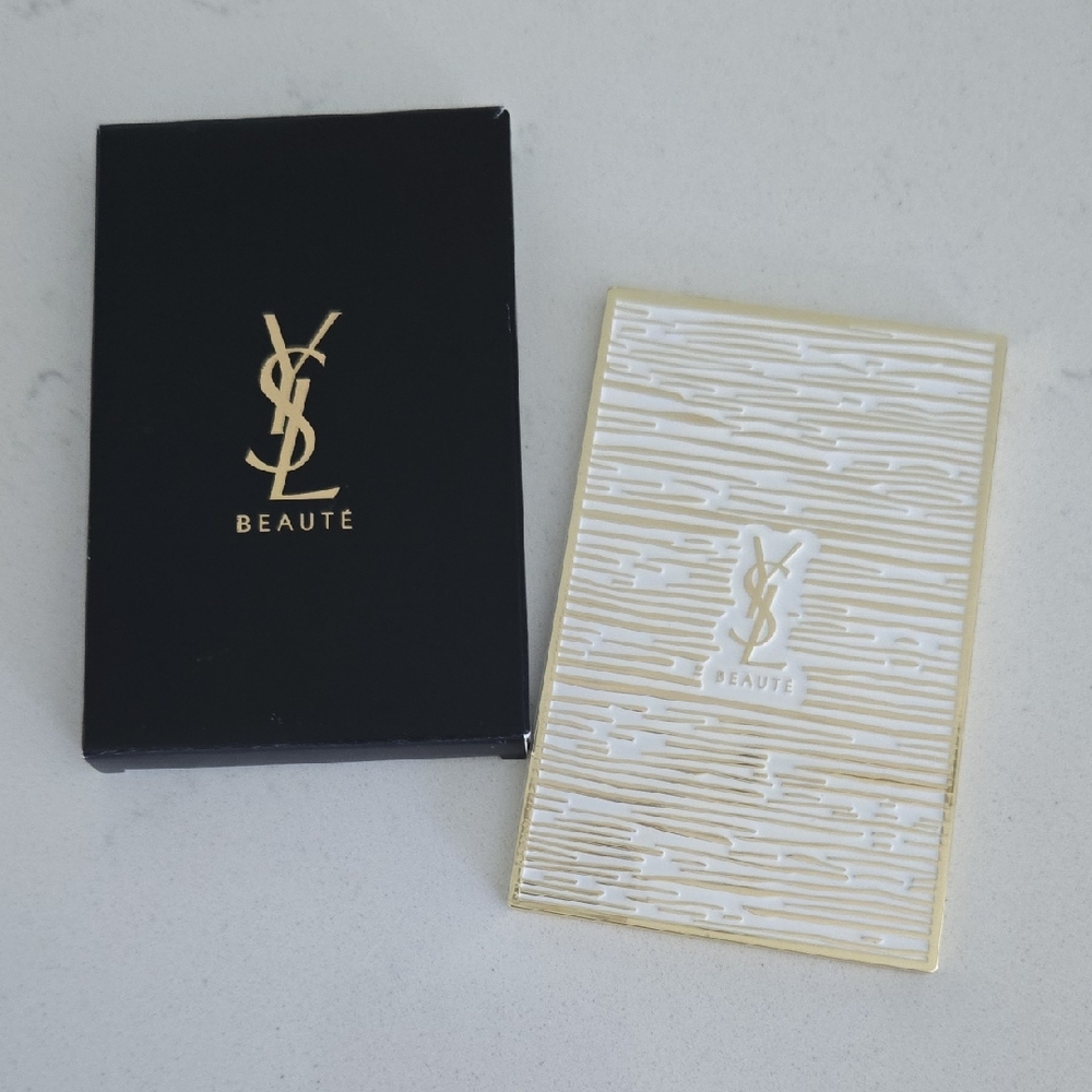 Brand New in box YSL Beauté Mirror gold & white pattern & YSL logo Mirror